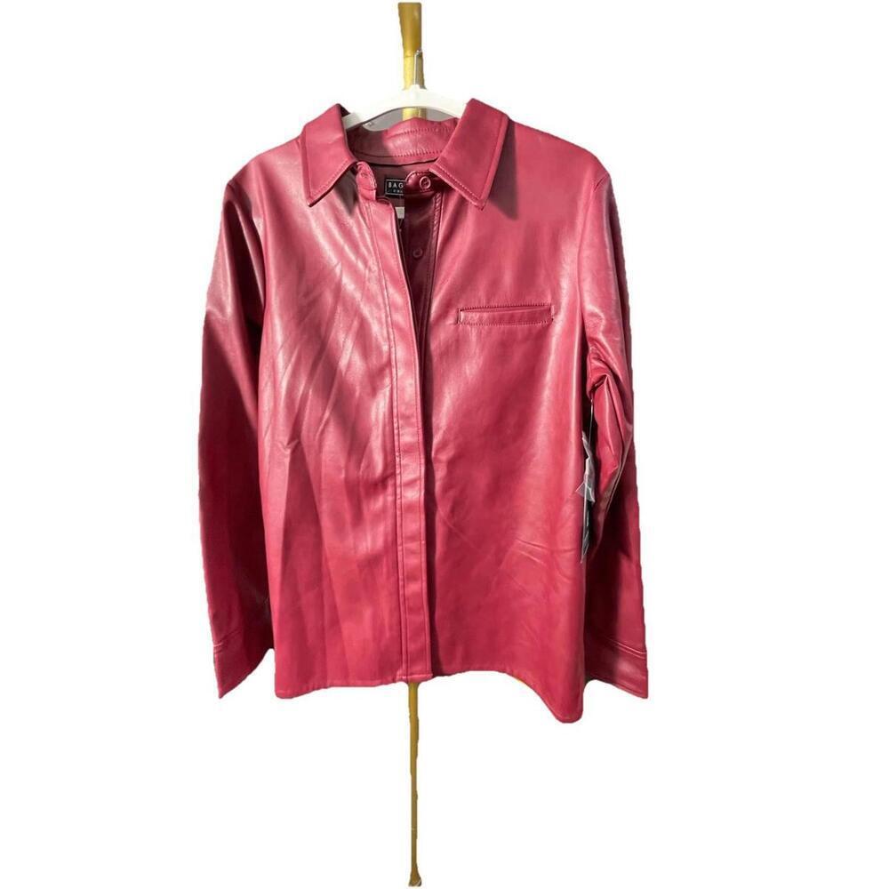 NWT Bagatelle Collection Button Up Red Faux Leather Shacket Jacket Size Medium